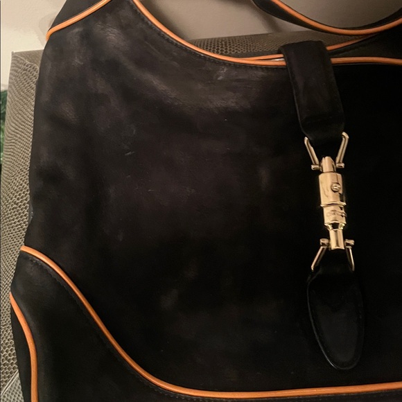 Authentic Gucci Jackie Black and orange suede  hobo bag - Picture 4 of 11